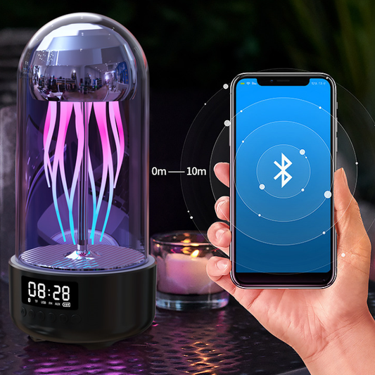 Creative Colorful Jellyfish Lamp With Clock Luminous Portable Stereo Breathing Light Smart Decoration Bluetooth Speaker