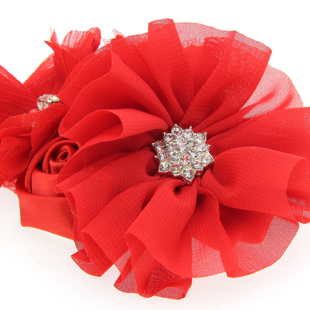 Women's Christmas Chiffon Flower With Elastic Headband